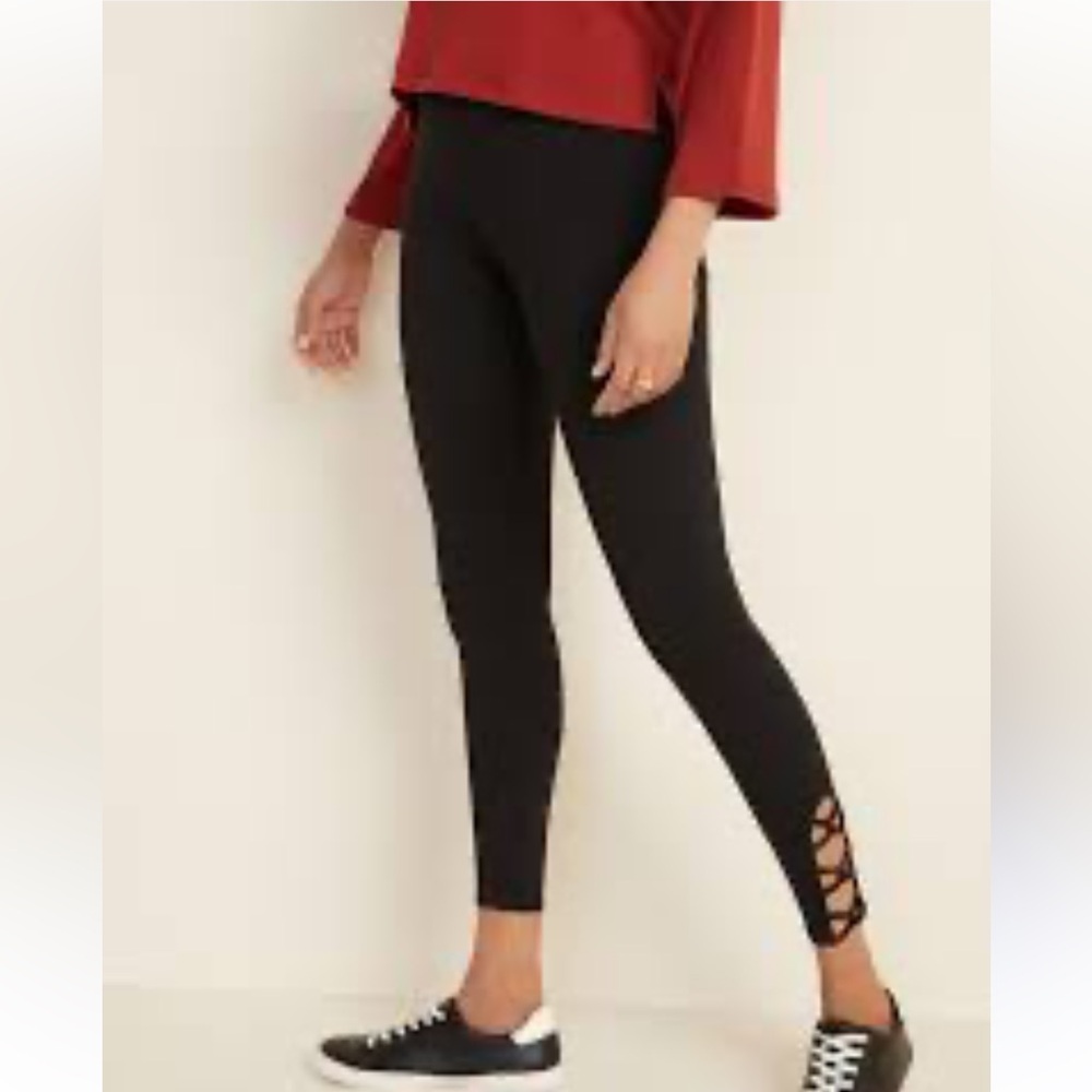 Old Navy black workout leggings cotton elastic waist size small